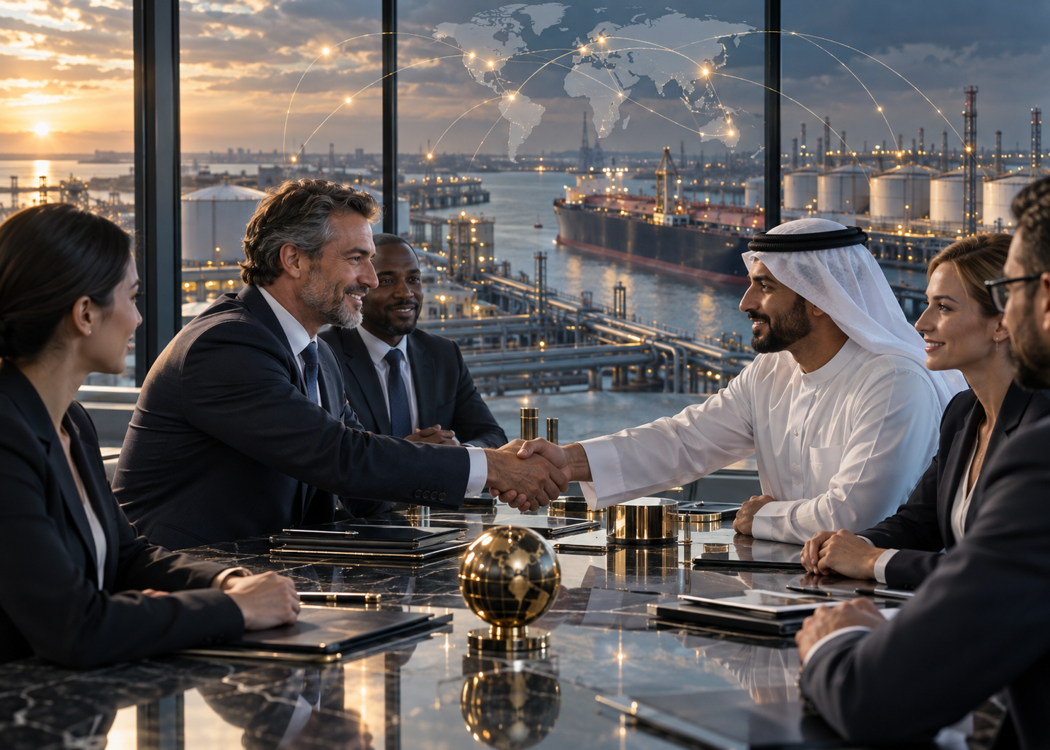 Handshake between international partners in the energy sector
